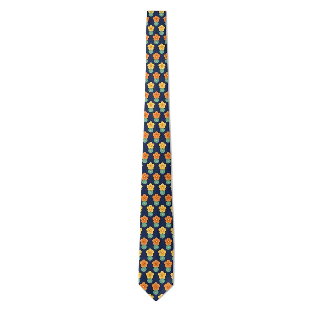 Taxis - Navy & Orange Nasturtium Tie – Kitchen Garden