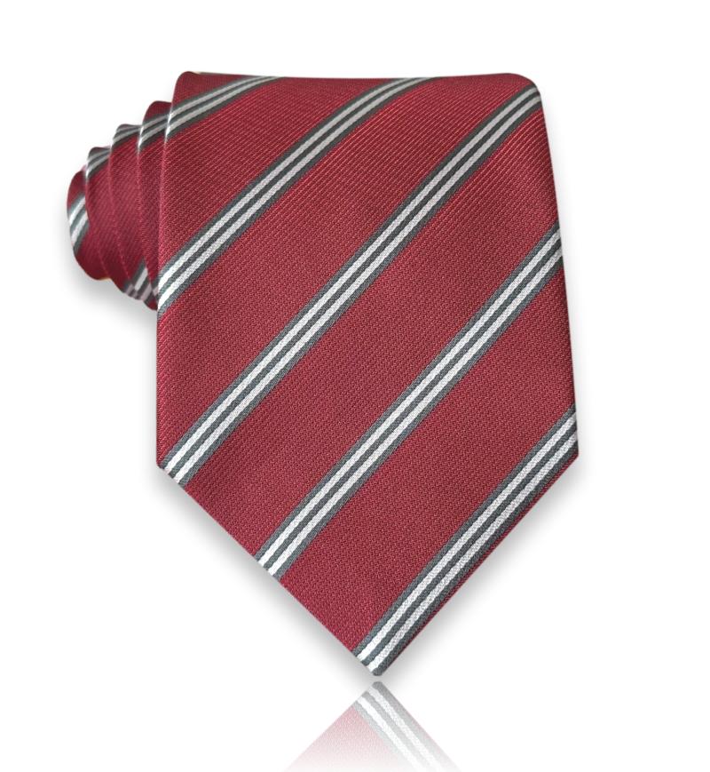 Camarasa - Crimson Silver Stripe Silk Tie European Craftsmanship