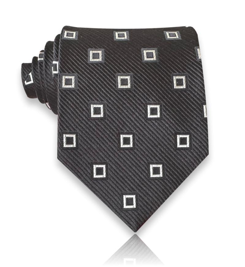 Cantelupe - Onyx Square Motif Silk Tie European Craftsmanship