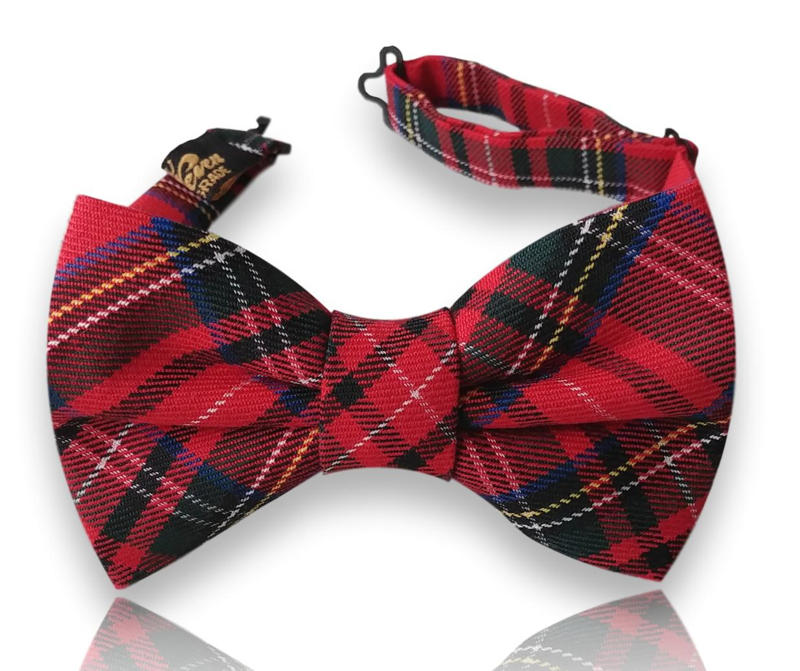 Guimerà red and black tartan check silk bow tie