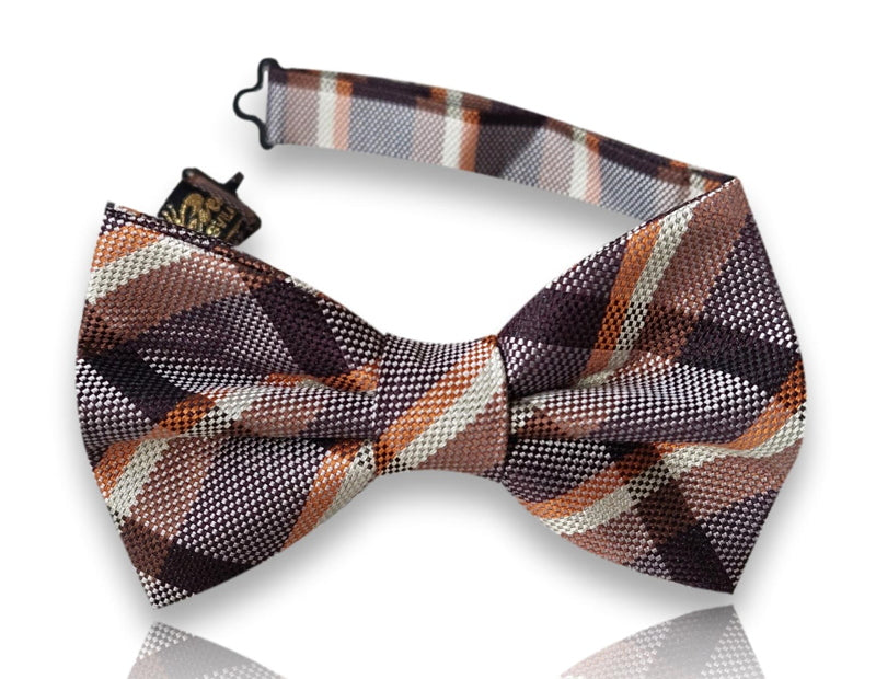Empúries copper and chocolate plaid silk bow tie