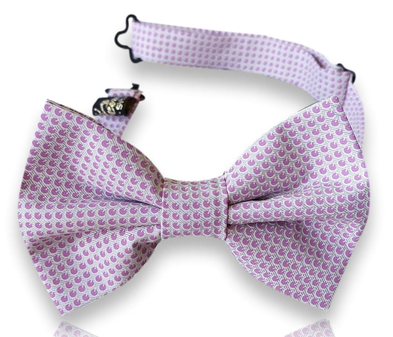Peralada pale blush silk bow tie with tonal rose micro neat