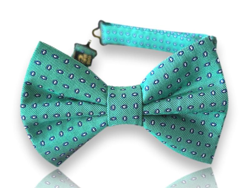 Rospigliosi emerald and mint silk bow tie with ringed medallions