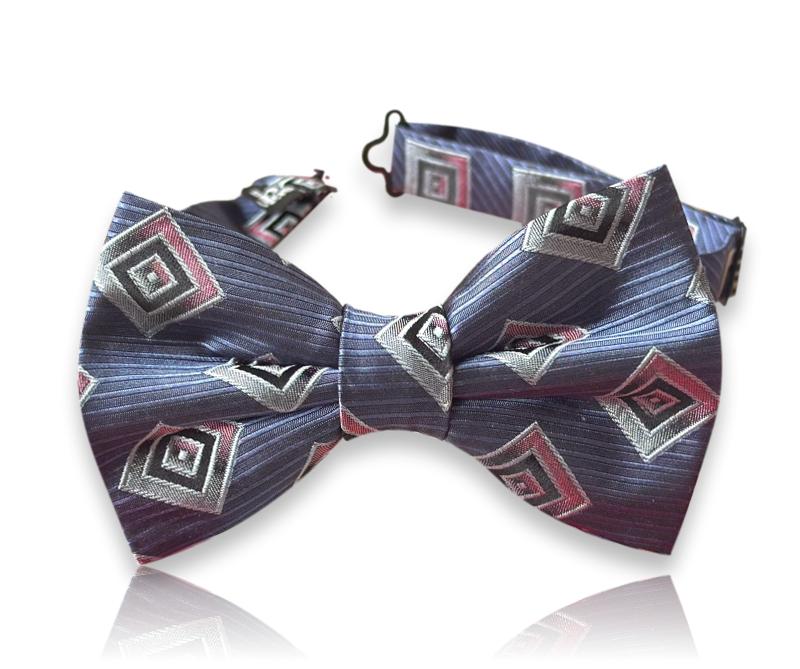 Slate blue silk bow tie with diamond frames
