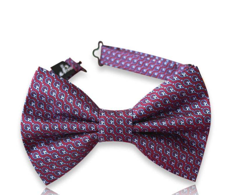 Burgundy silk bow tie with micro paisley