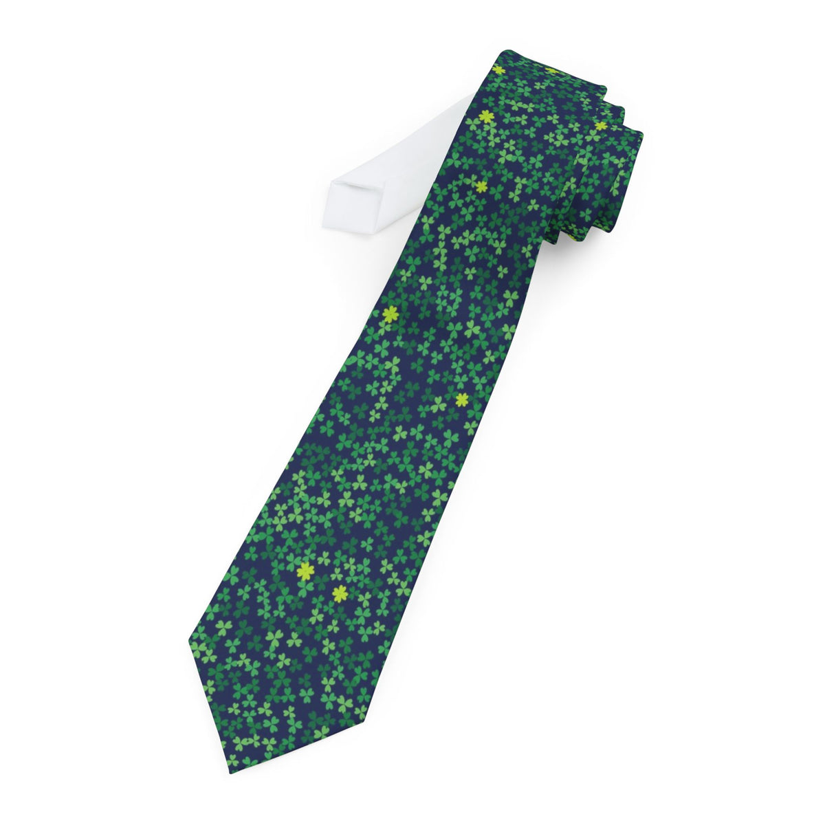 Frijs Satin Edition - Navy & Green Shamrock Scatter Tie