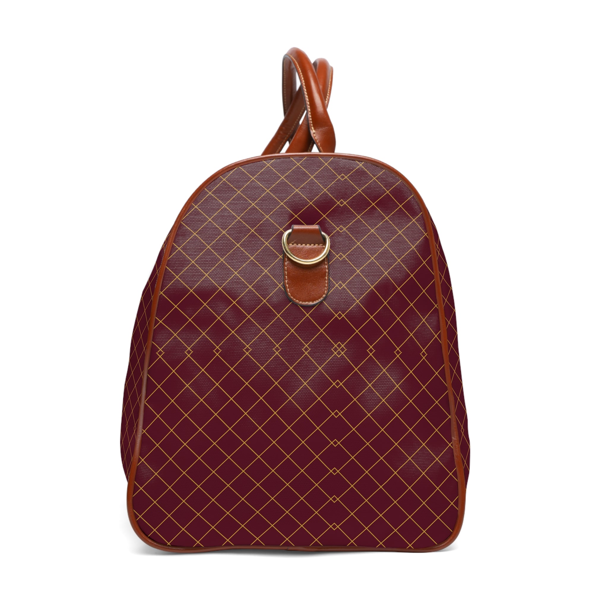 Entrevaux - Burgundy Gold Diamond Grid Travel Bag