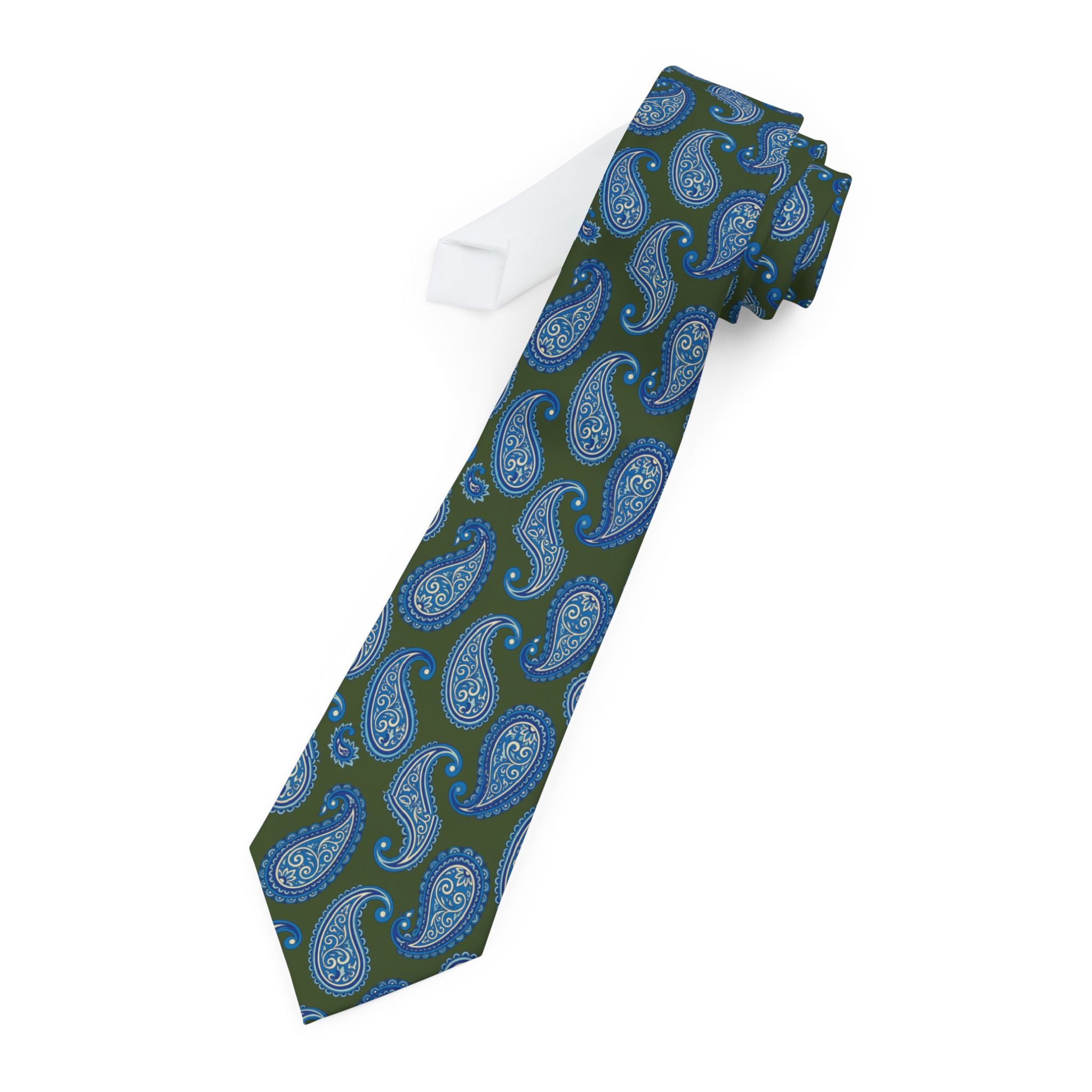 Sorano Talisman Tie - Blue Paisley on Olive