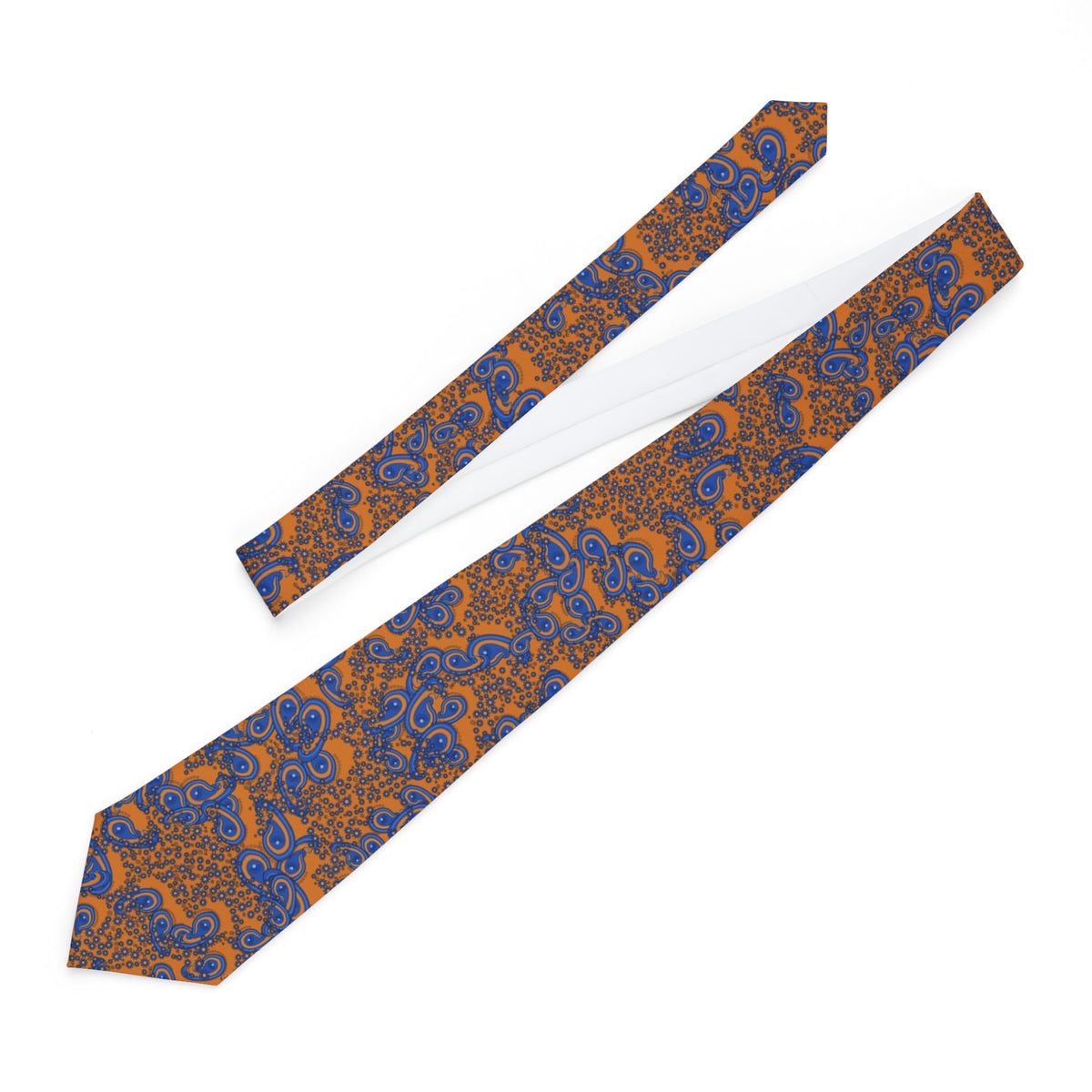 Marzano Satin Edition - Orange & Blue Engraved Paisley Tie – view 2