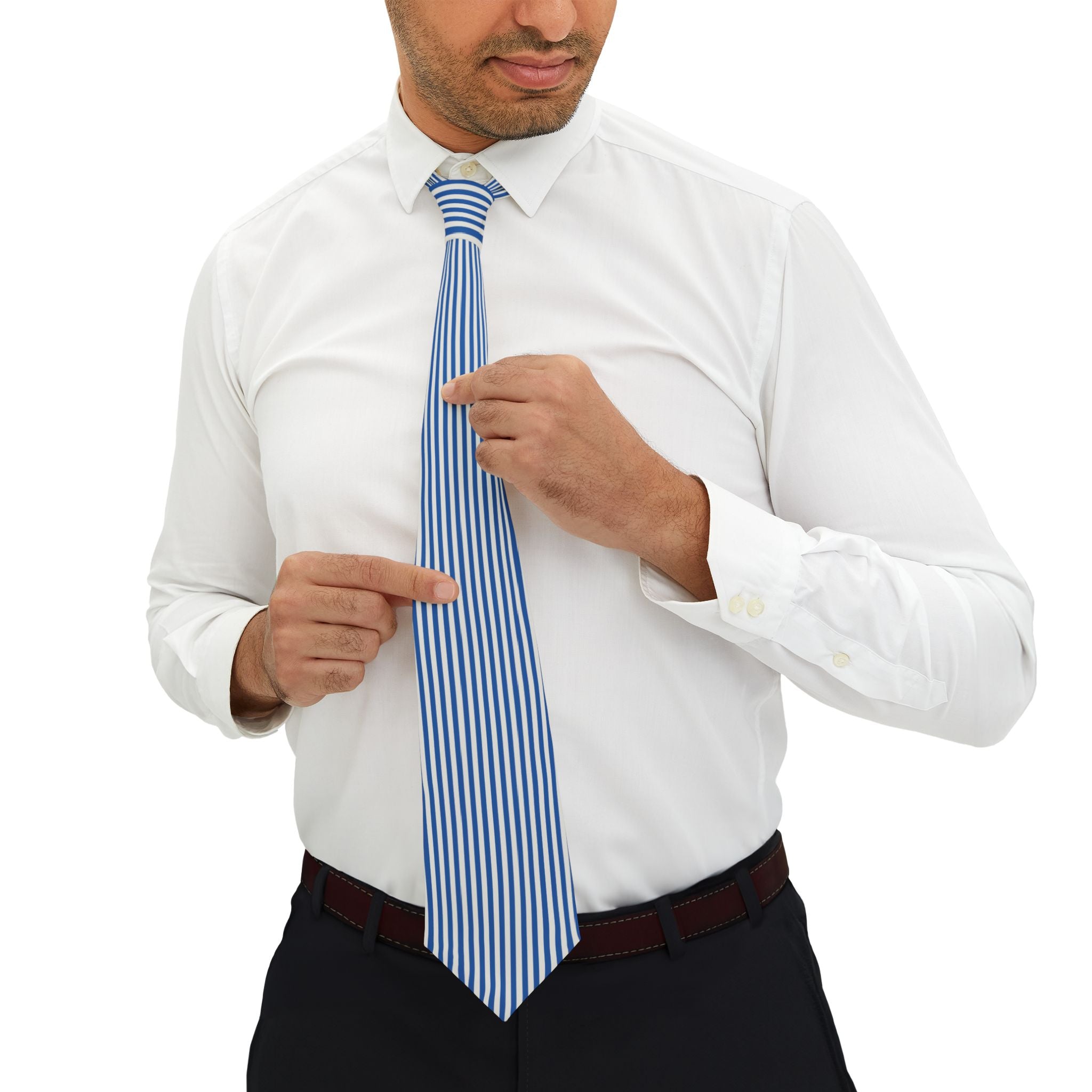 Evolene Talisman Tie - Azure White Bengal Stripe