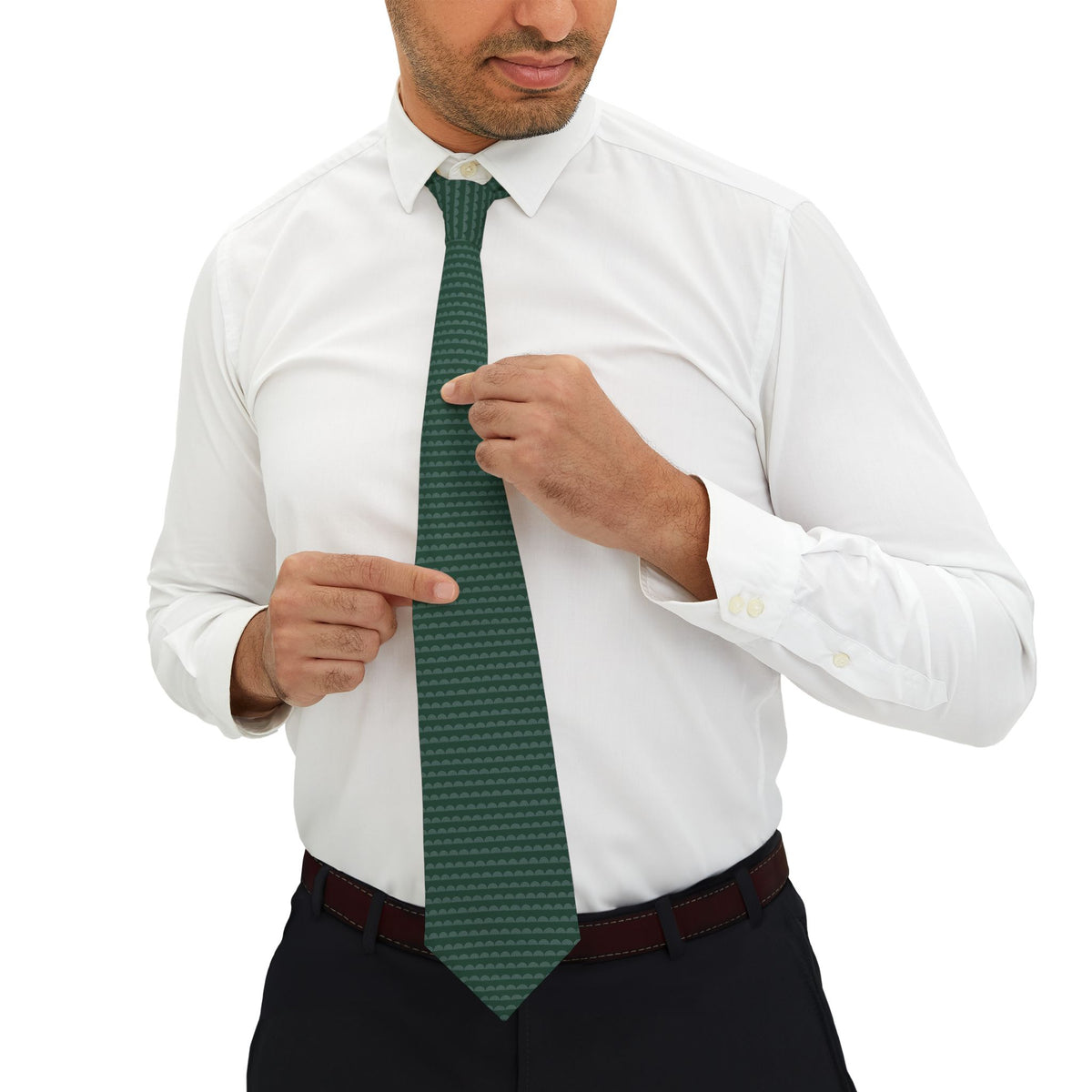 Flawil Talisman Tie - Forest Silver Arc Waves