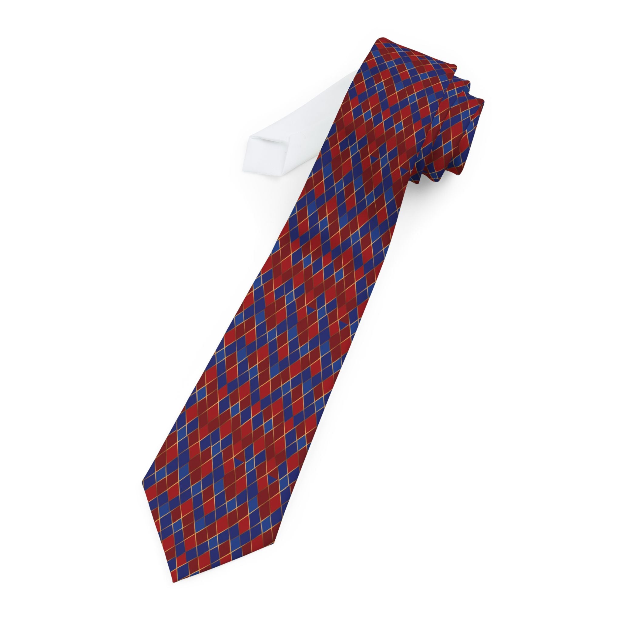Nyons Talisman Tie - Red Blue Diamond Grid