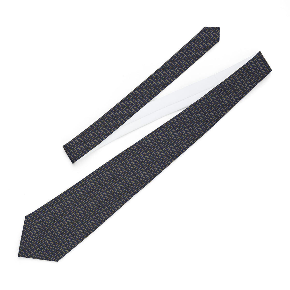 Verscio Talisman Tie - Navy Gold Interlock Fret