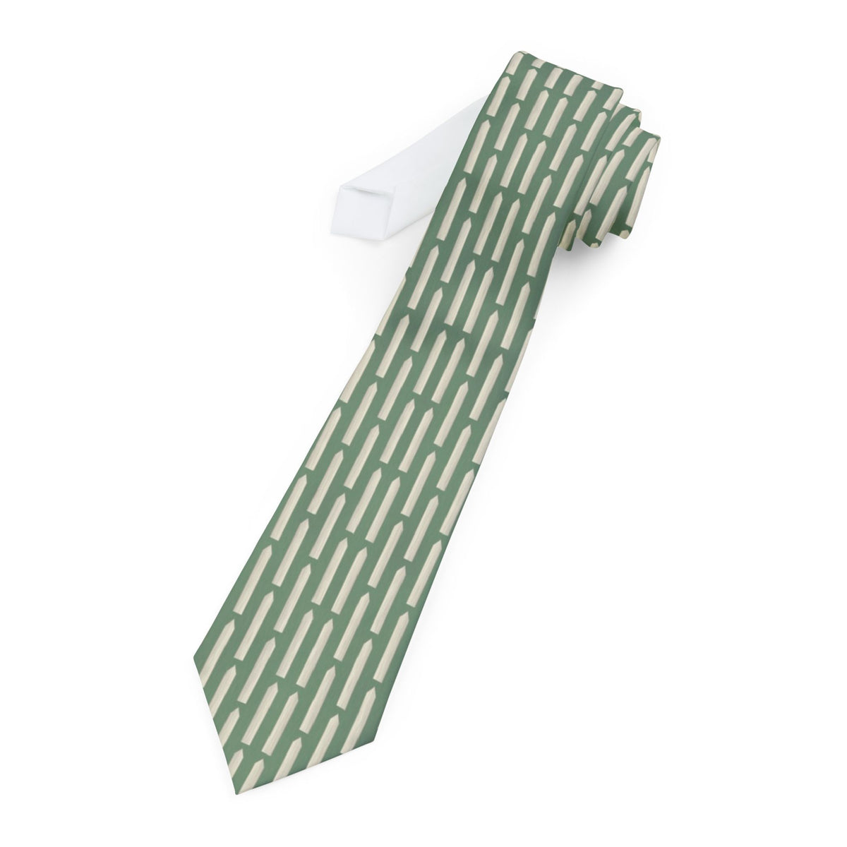 Heeckeren Satin Edition - Sage & Cream Picket Stripe Tie