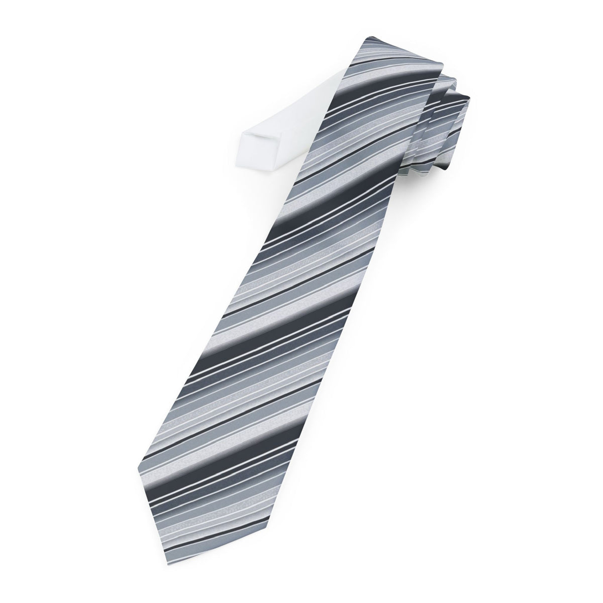 Kinsky Satin Edition - Charcoal & Silver Satin Stripe Tie