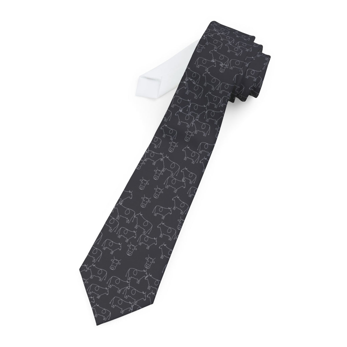 Beltrán Satin Edition - Charcoal & White Abstract Cow Tie