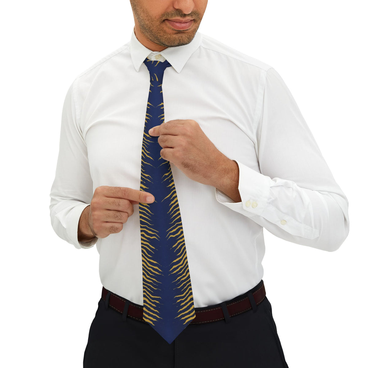 Herberstein Satin Edition - Navy & Gold Tiger Stripe Tie
