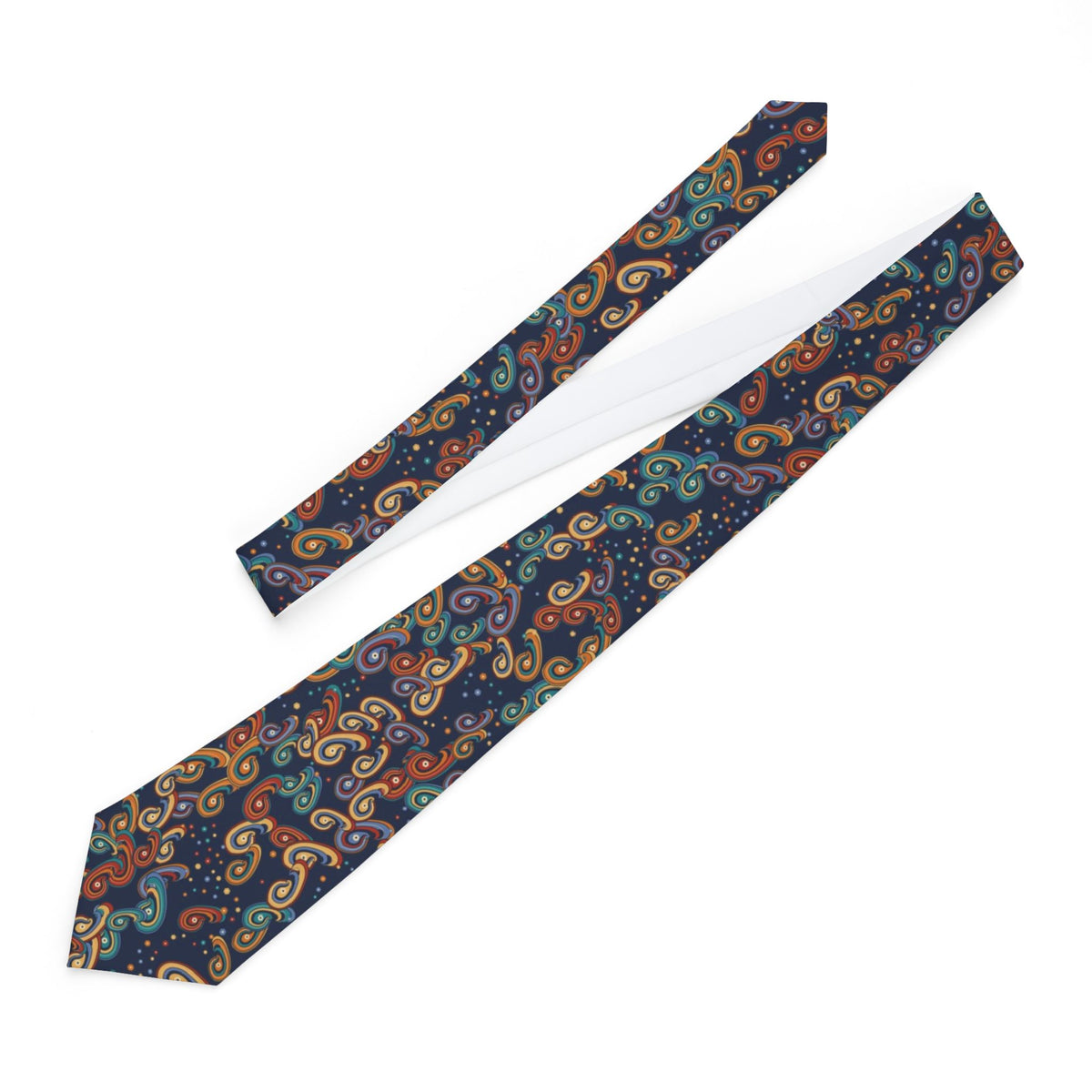 Ferretti Satin Edition - Navy & Orange Feather Paisley Tie – view 2