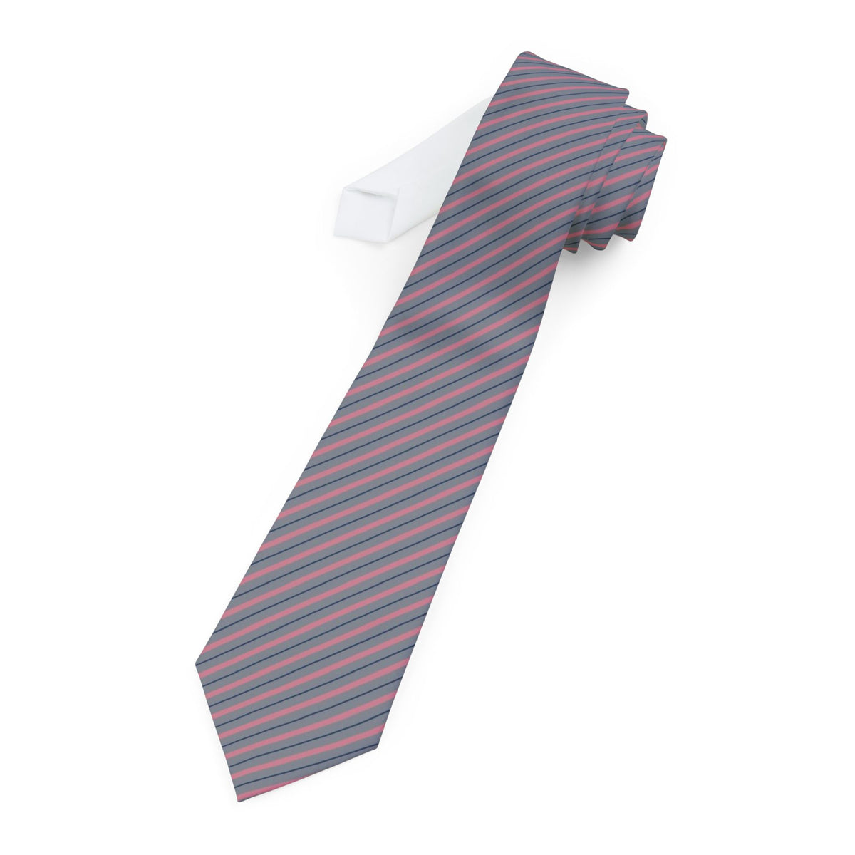 Talleyrand Satin Edition - Grey & Pink Regimental Stripe Tie