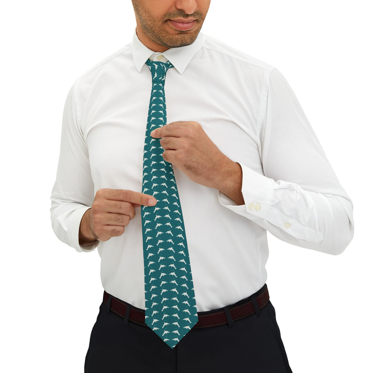 Bentheim Satin Edition - Teal & White Dolphin Tie – view 4