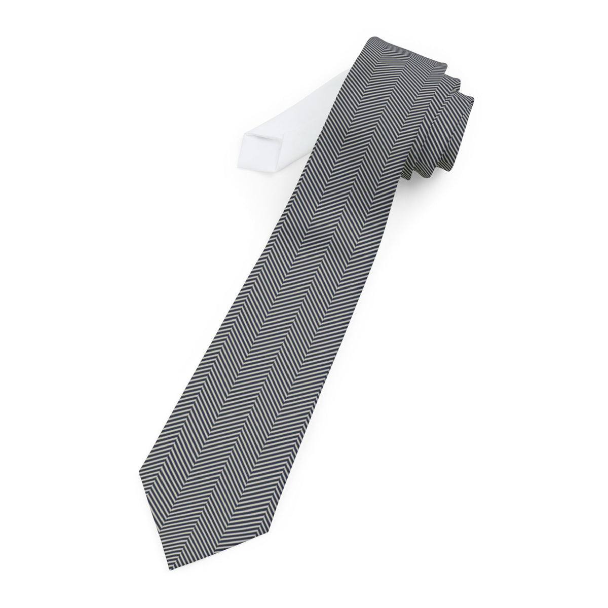 du Plessis Satin Edition - Navy & Cream Chevron Tie