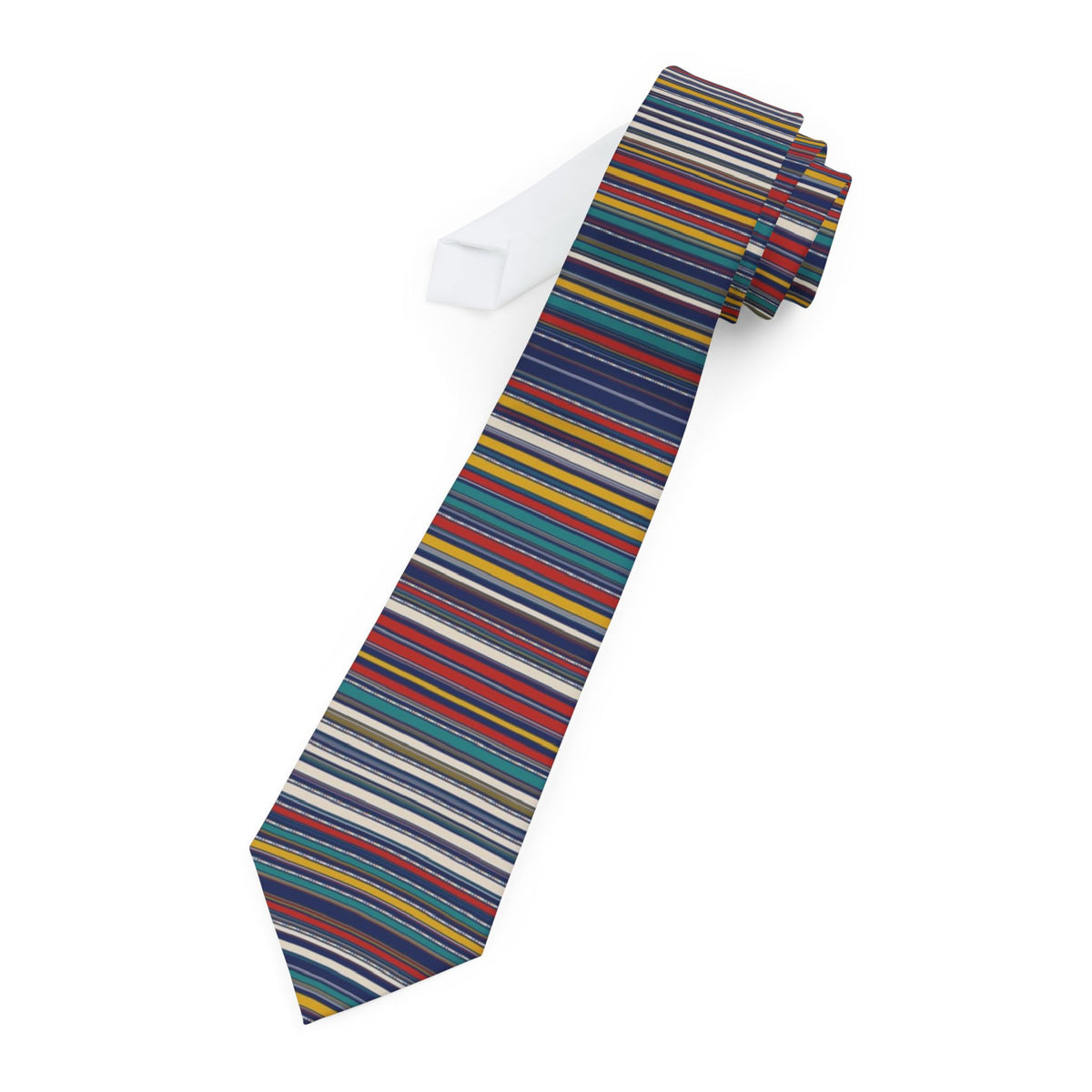 Viffert Satin Edition - Navy Multicolor Bayadere Stripe Tie