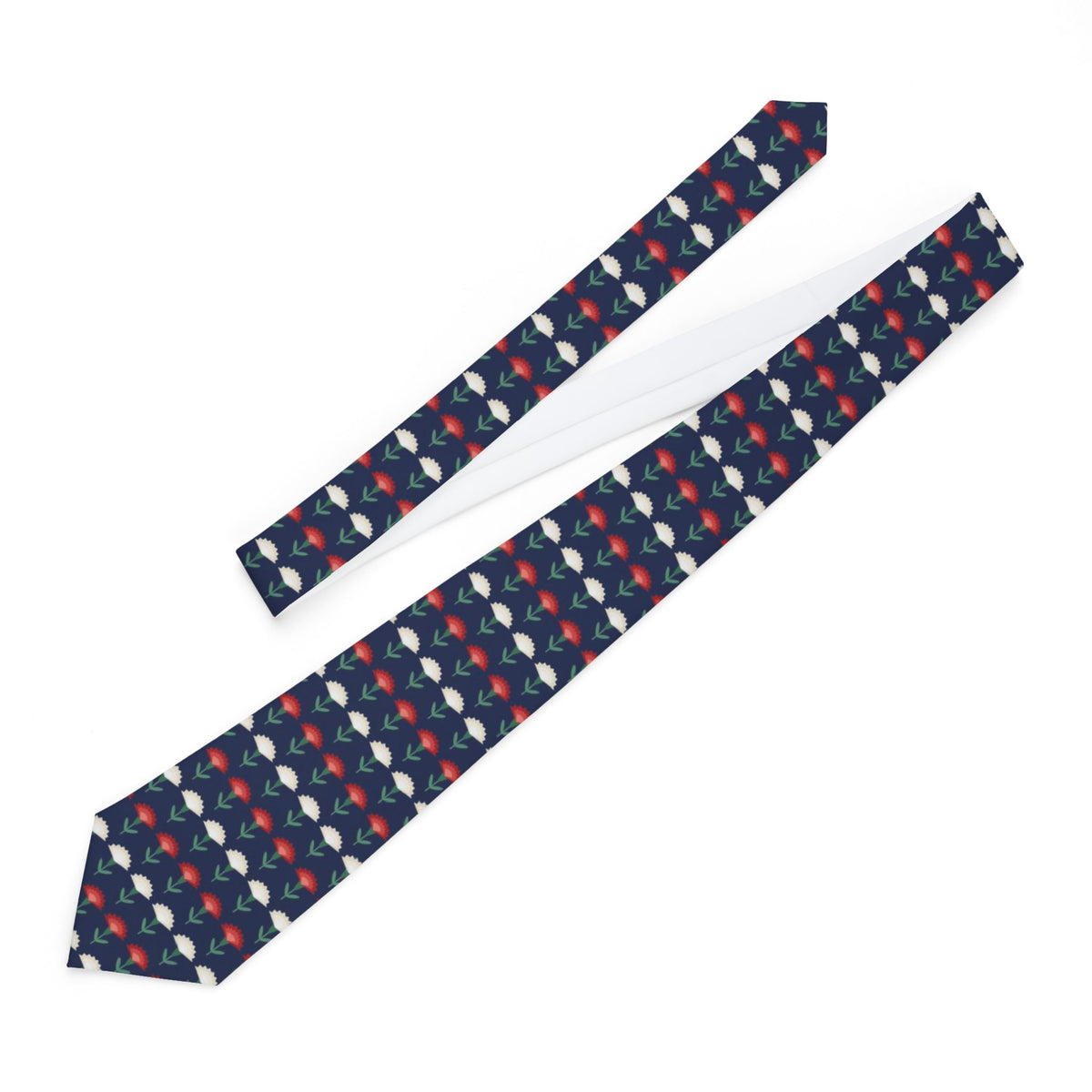 Reuss Satin Edition - Navy & Red Carnation Tie – view 2