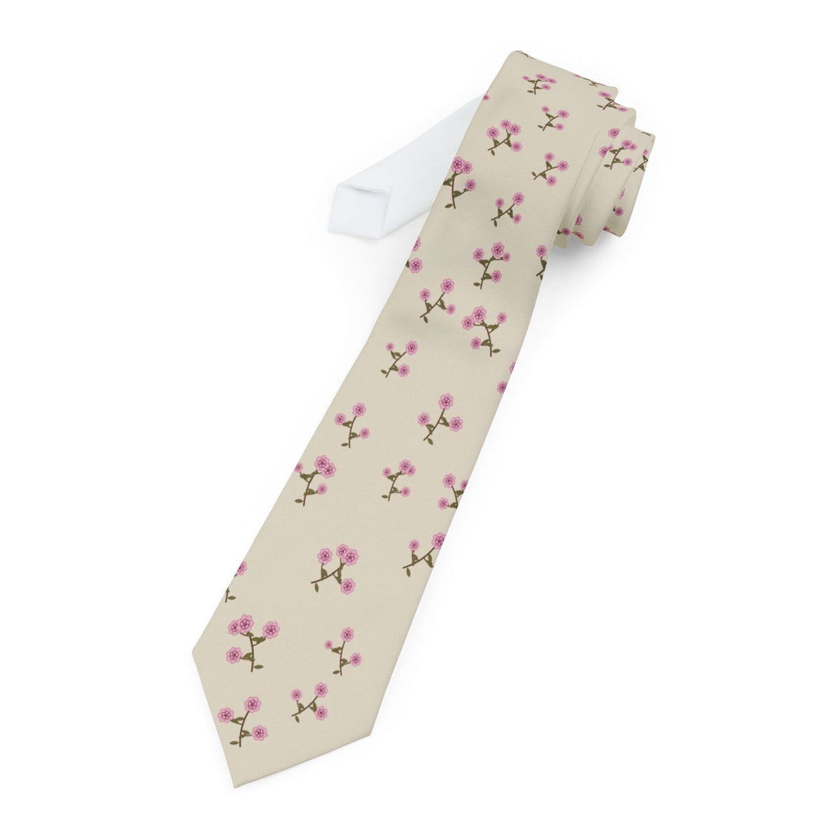 d'Aligre Satin Edition - Cream & Pink Rose Floral Tie