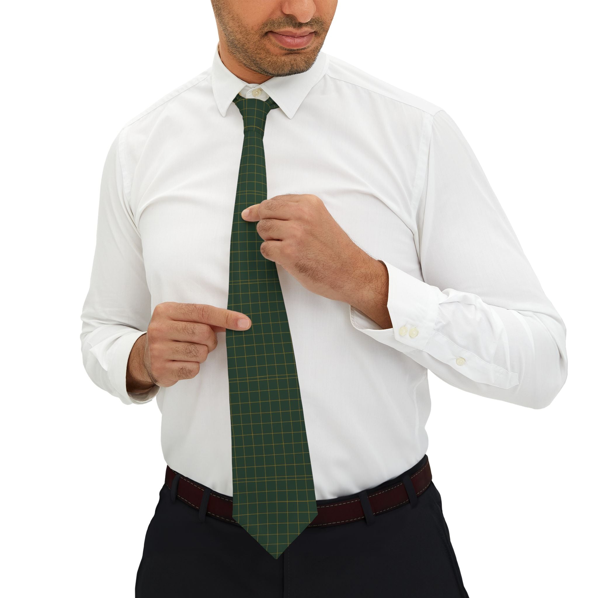 Auzet Talisman Tie - Forest Gold Windowpane