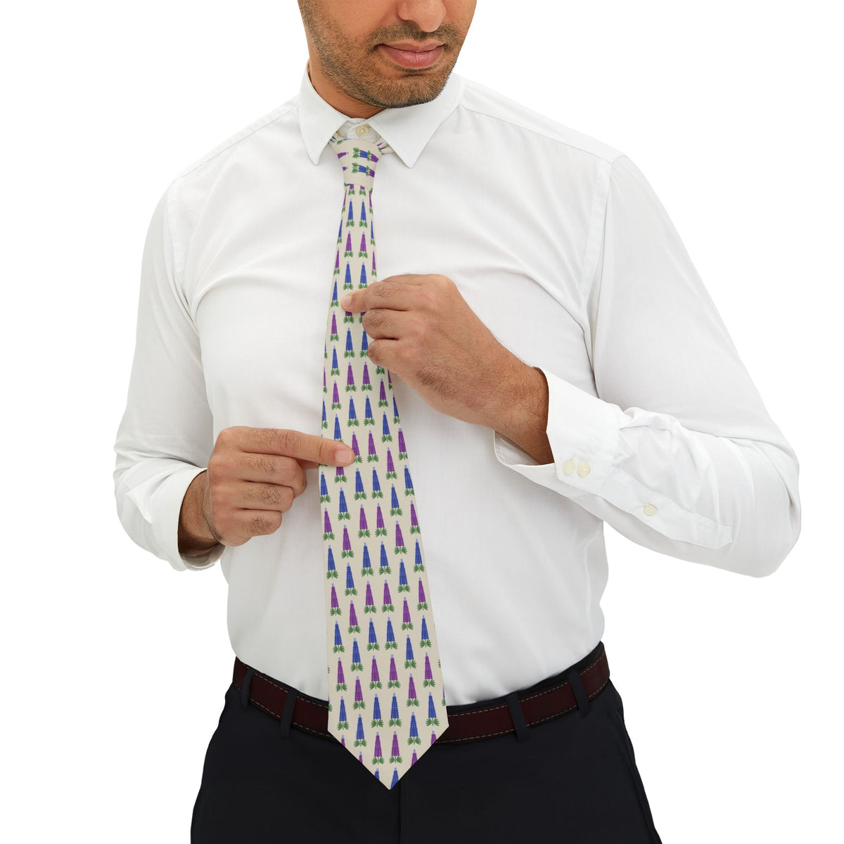 Pappenheim Satin Edition - Cream & Blue Lupin Tie – view 4