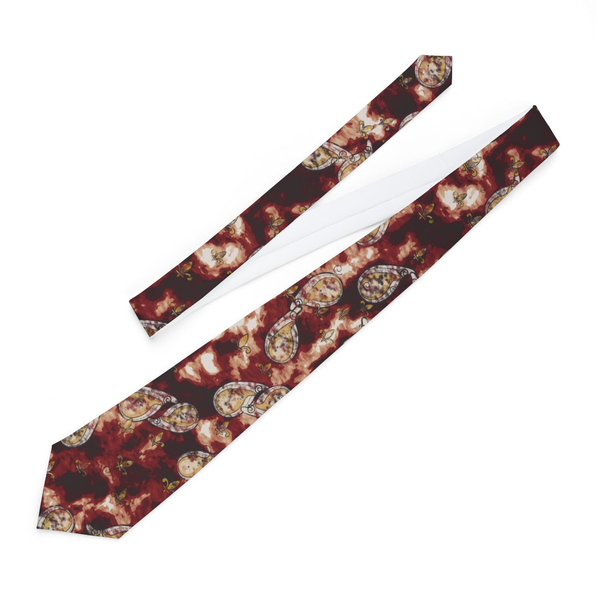 Borromeo Satin Edition - Crimson & Cream Watercolour Paisley Tie
