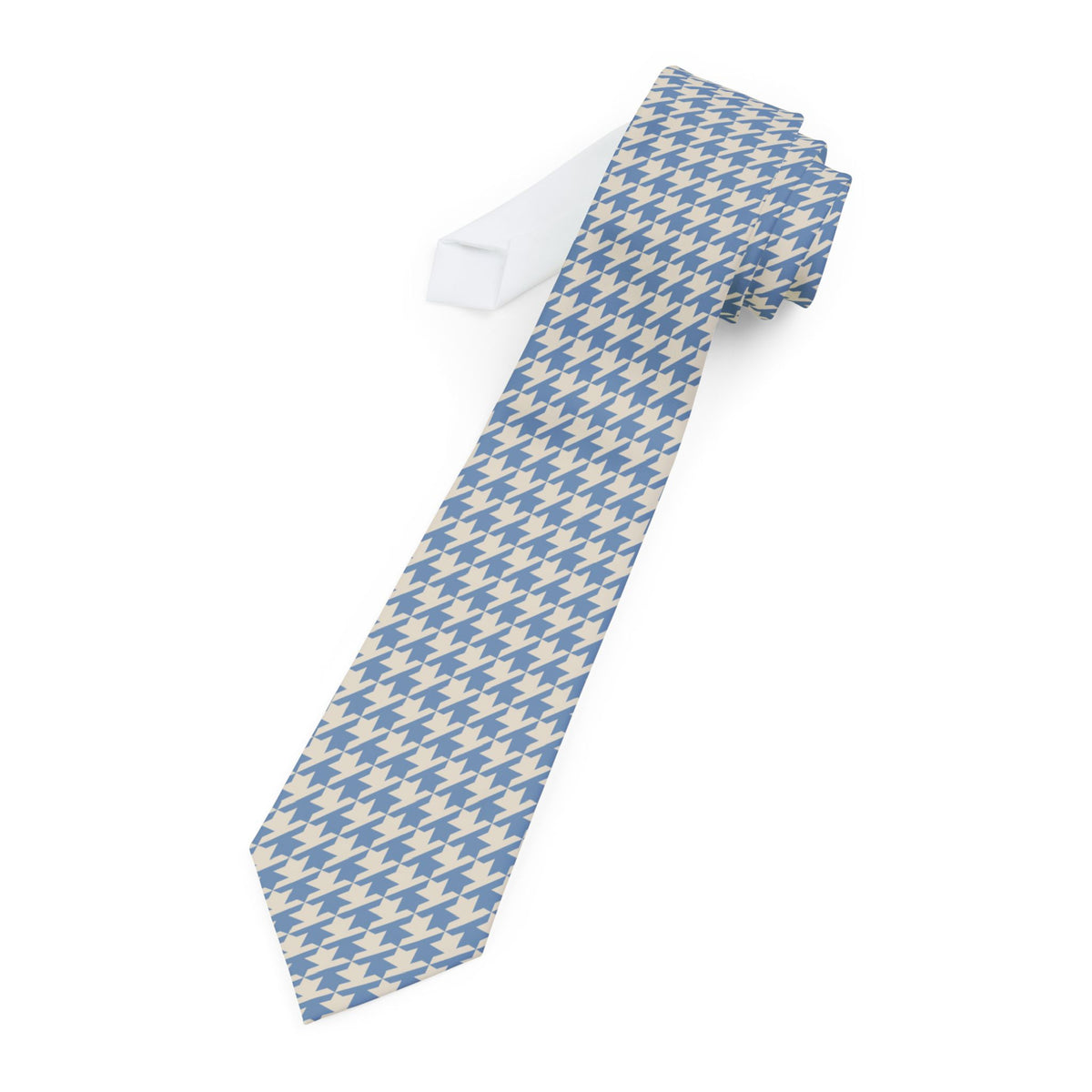 Brissago Talisman Tie - Dusty Blue Oversized Houndstooth