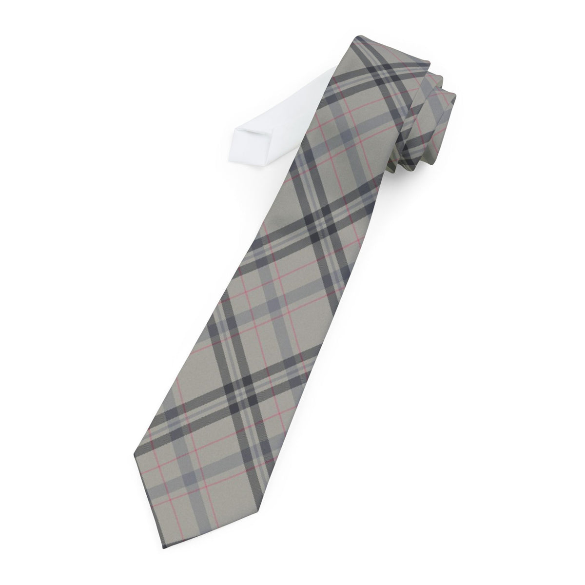 Fiennes Satin Edition - Stone & Charcoal Archive Check Tie
