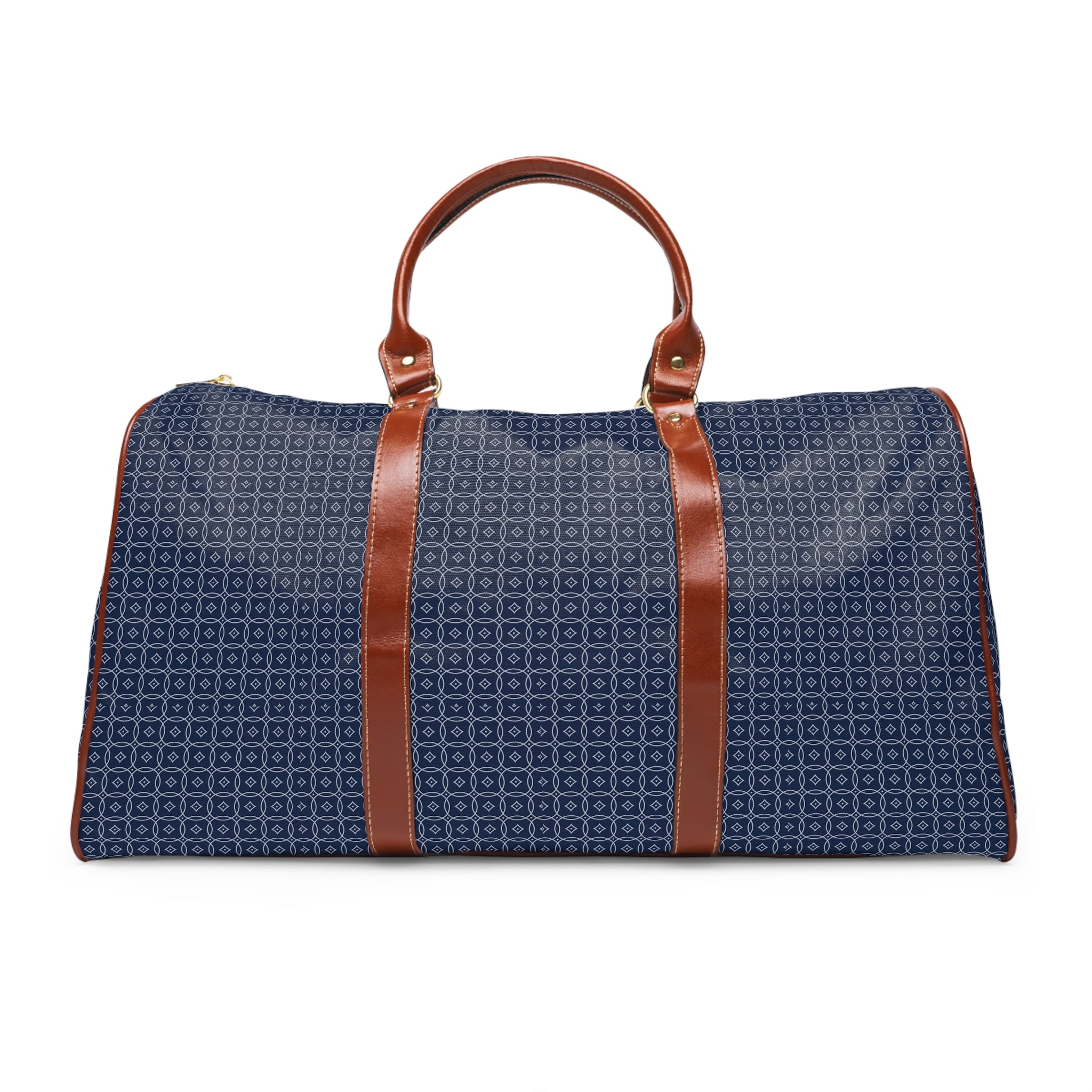 Jausiers - Navy Silver Circle Trellis Travel Bag