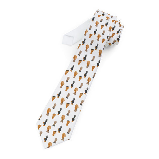 Lascelles Talisman Tie - White Classical Bust Pattern Tie