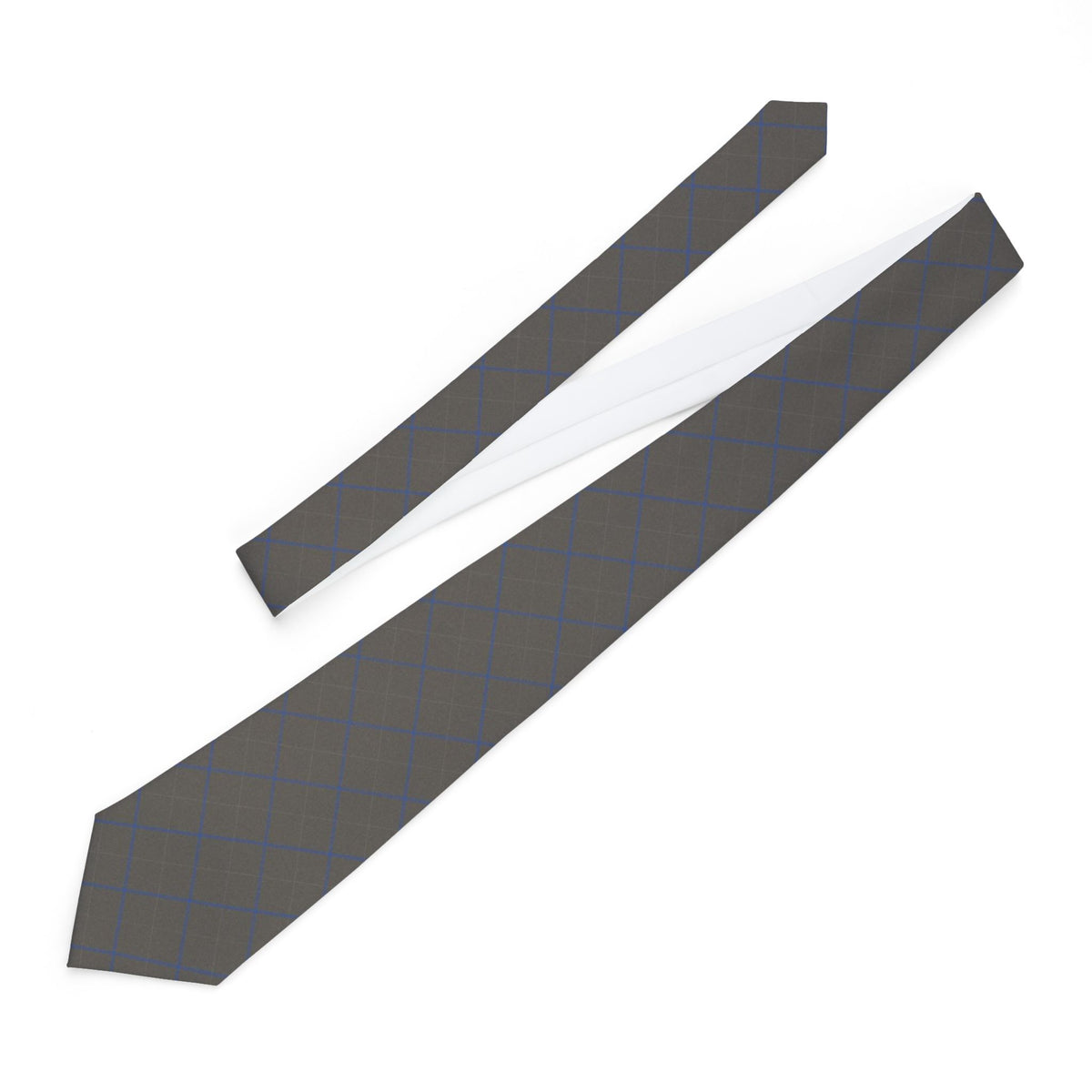 Branciforte Satin Edition - Taupe & Blue Melange Plaid Tie – view 2