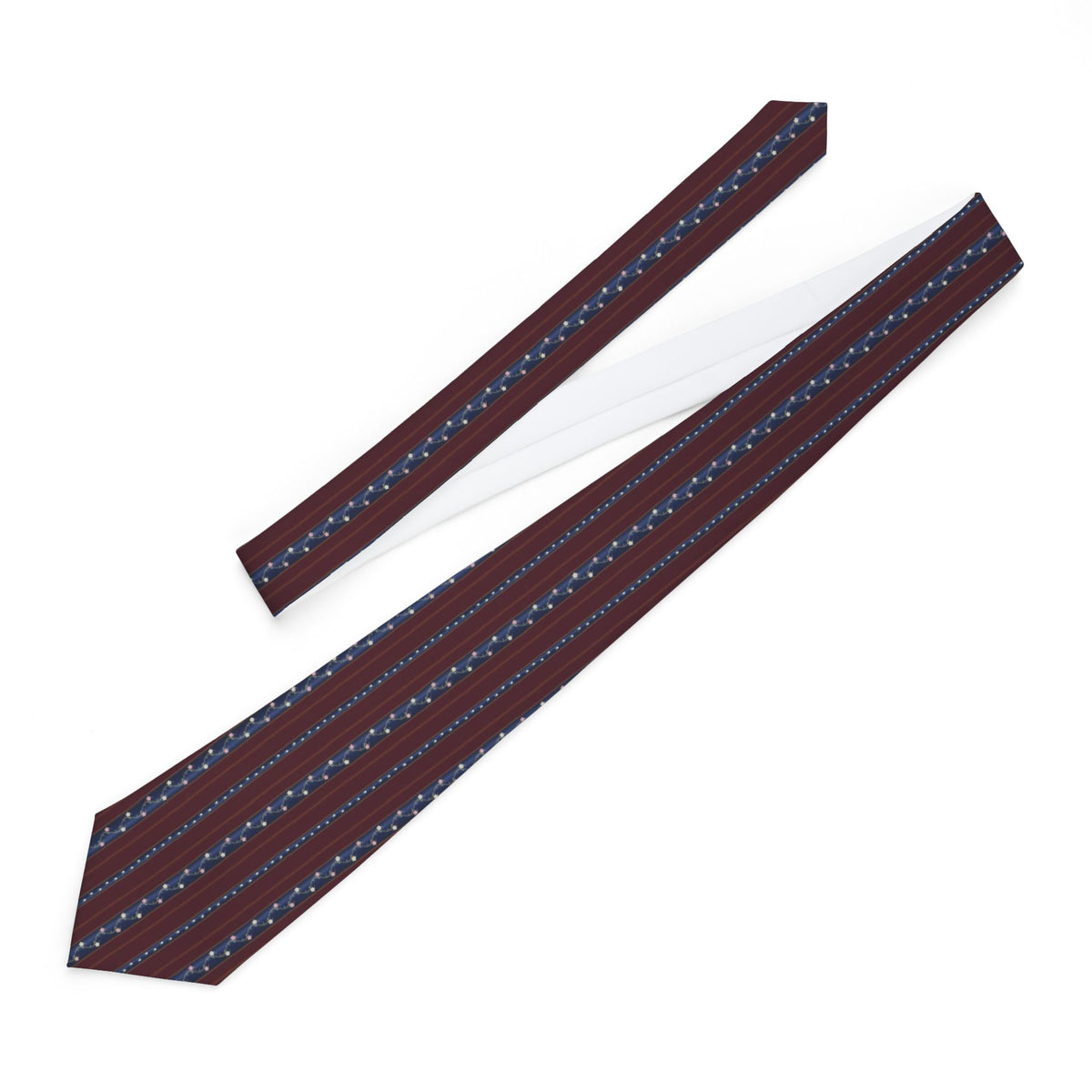 Keglevich Satin Edition - Burgundy & Navy Embroidered Stripe Tie – view 2