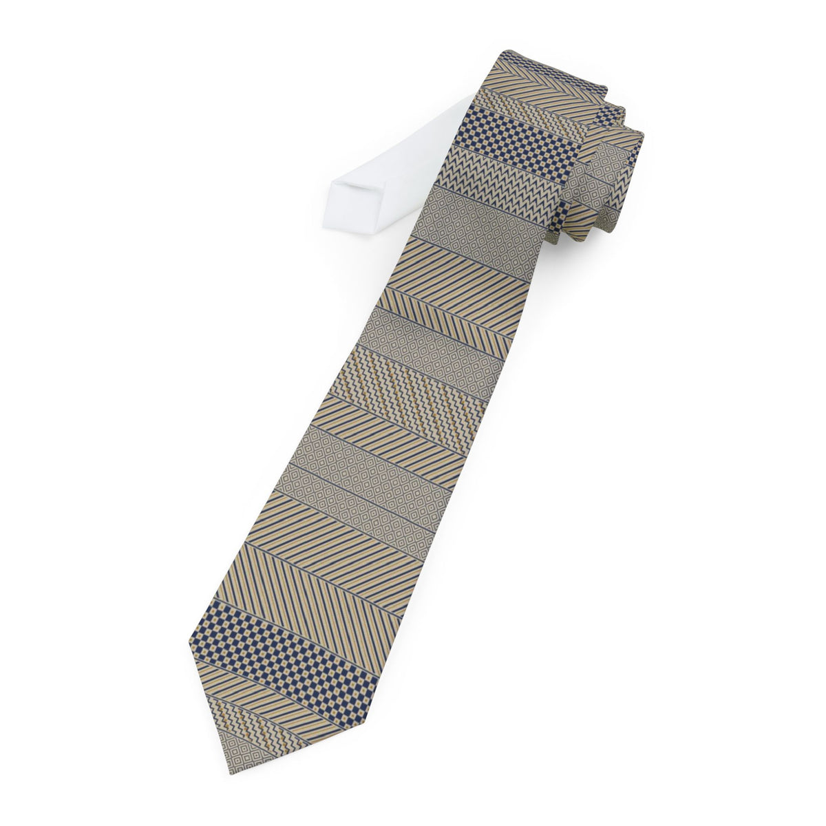 Seefeld Satin Edition - Sand & Navy Kuba Cloth Tie