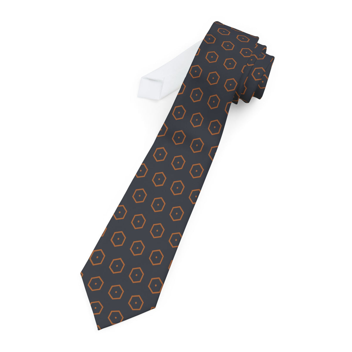 Lichtensteig Talisman Tie - Charcoal Copper Hex Outline