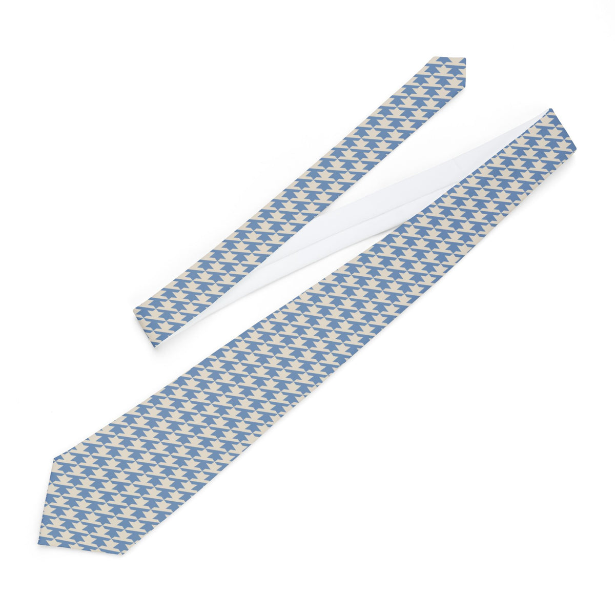 Brissago Talisman Tie - Dusty Blue Oversized Houndstooth
