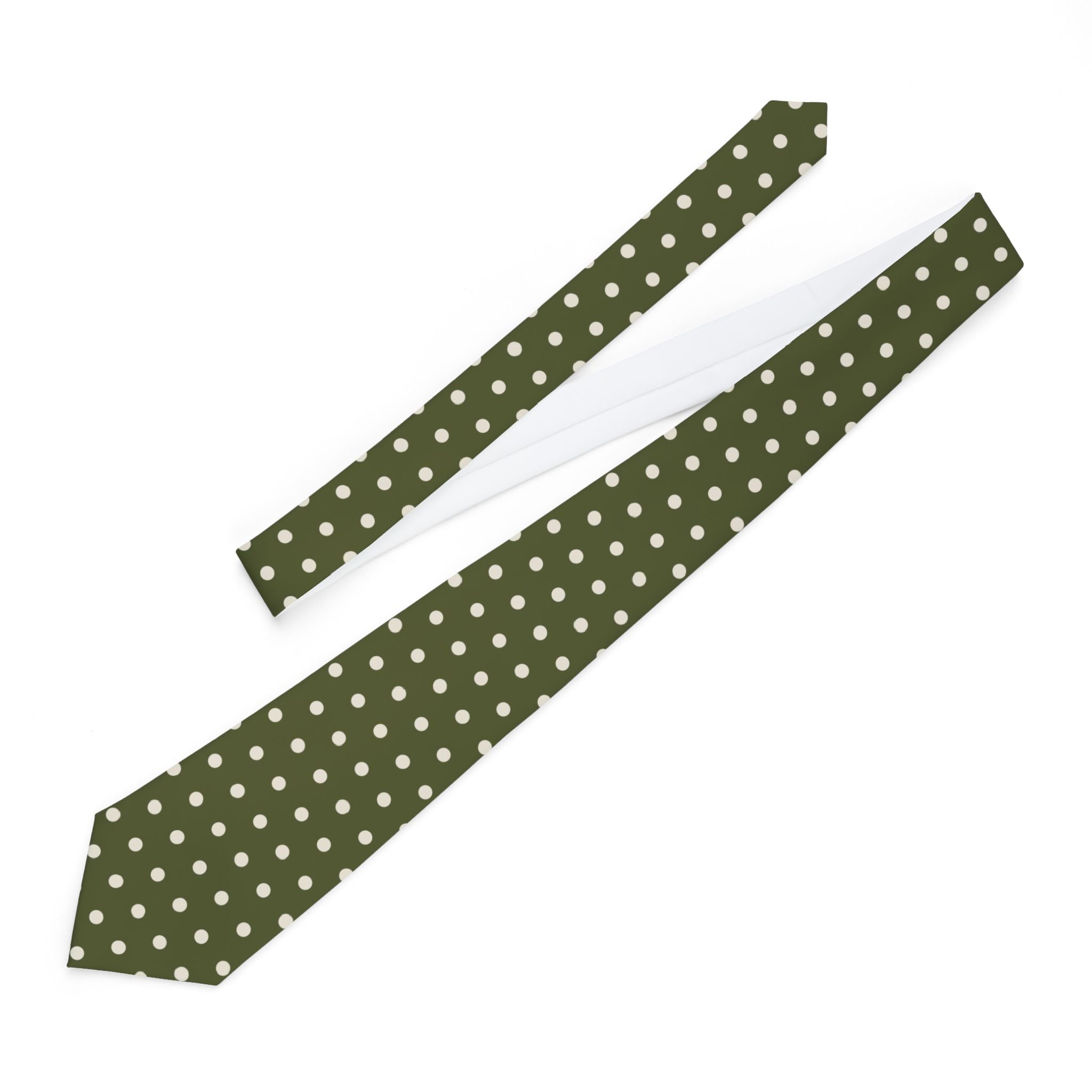 Gubbio Talisman Tie - Olive Cream Polka Dot