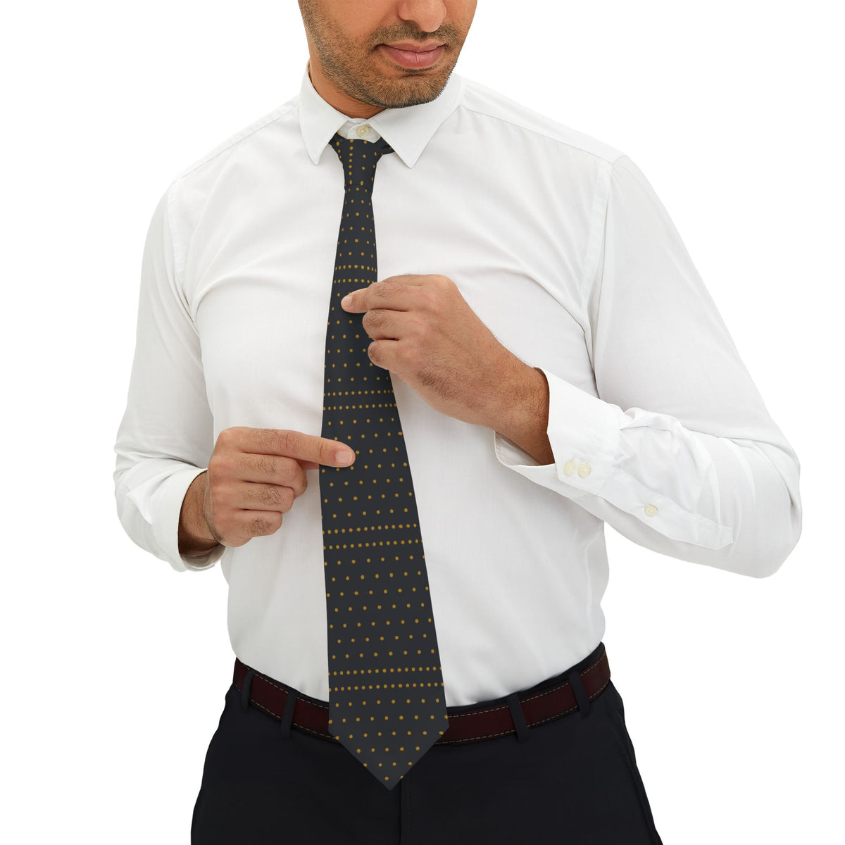 Calvi Talisman Tie - Black Gold Polka Dot