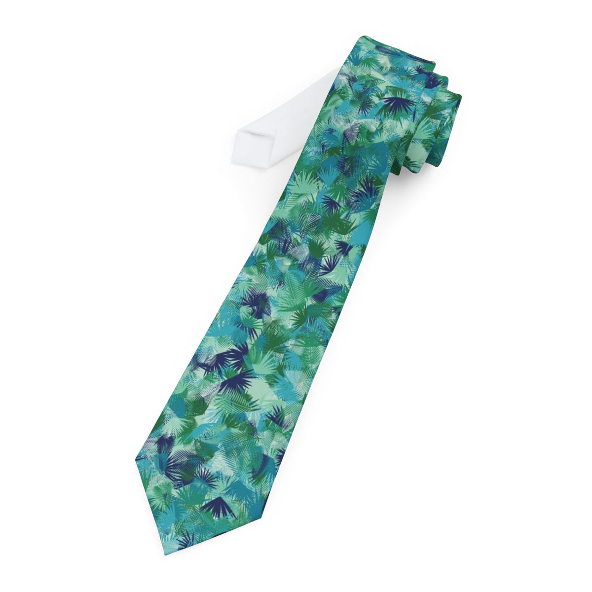 Podebusk Satin Edition - Teal & Navy Jungle Leaf Tie