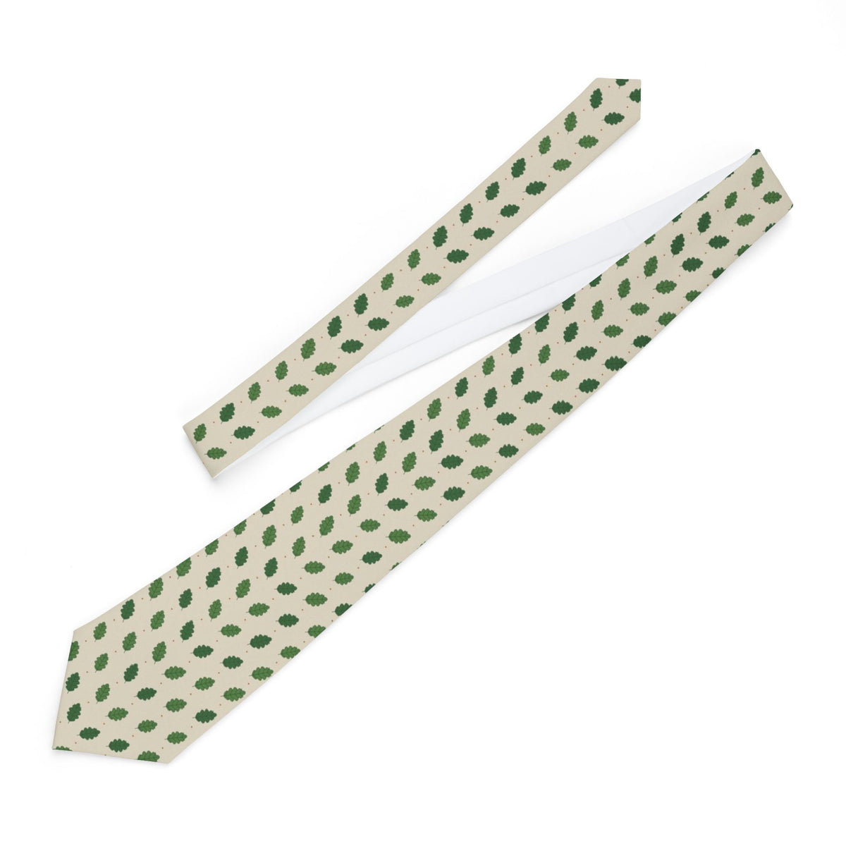 Wielopolski Satin Edition - Cream & Green Oak Leaf Tie – view 2