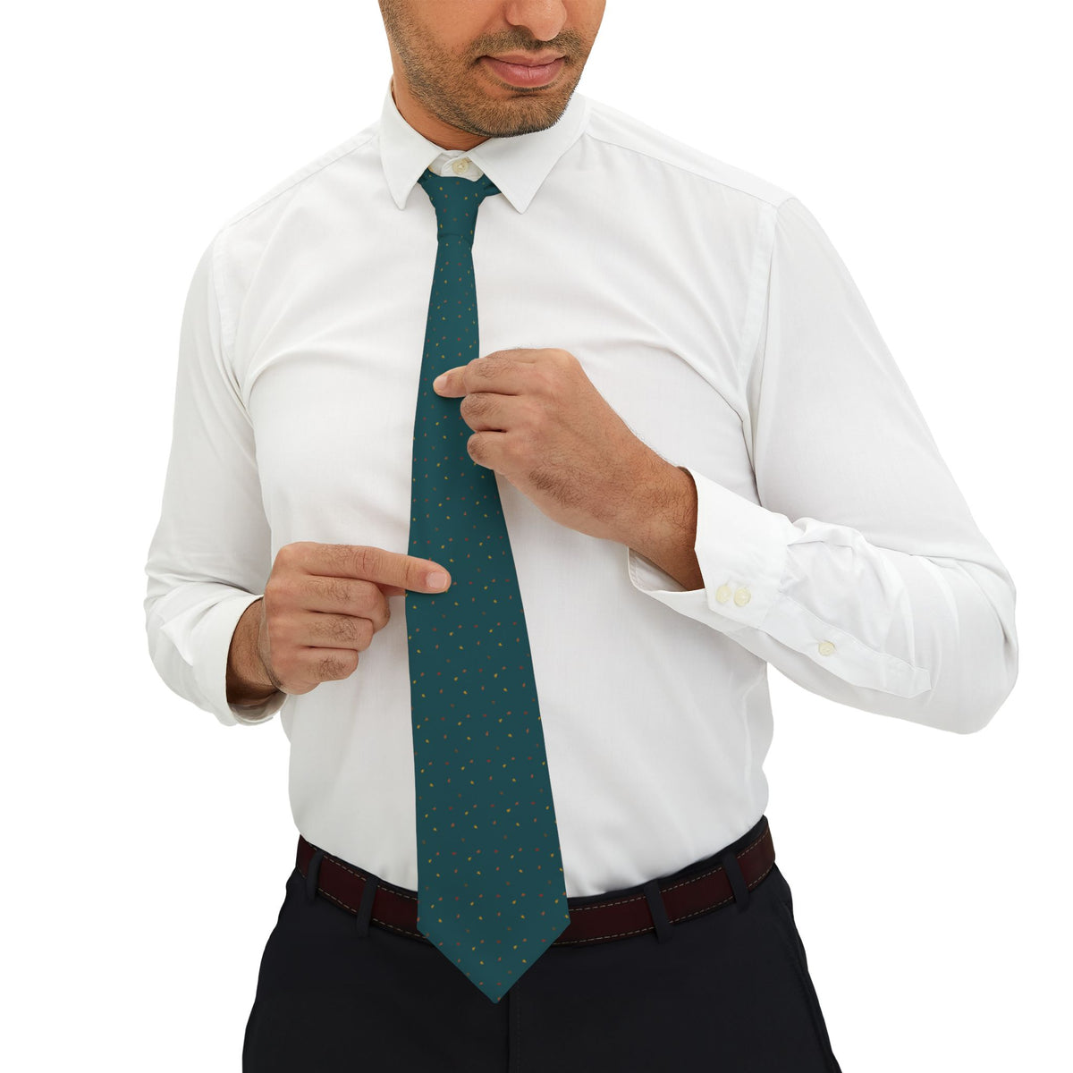 Epesses Talisman Tie - Autumn Leaves on Teal