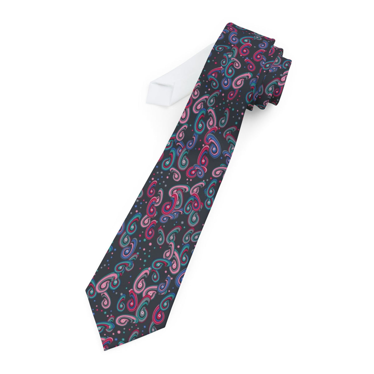 Ferretti Satin Edition - Charcoal & Fuchsia Feather Paisley Tie