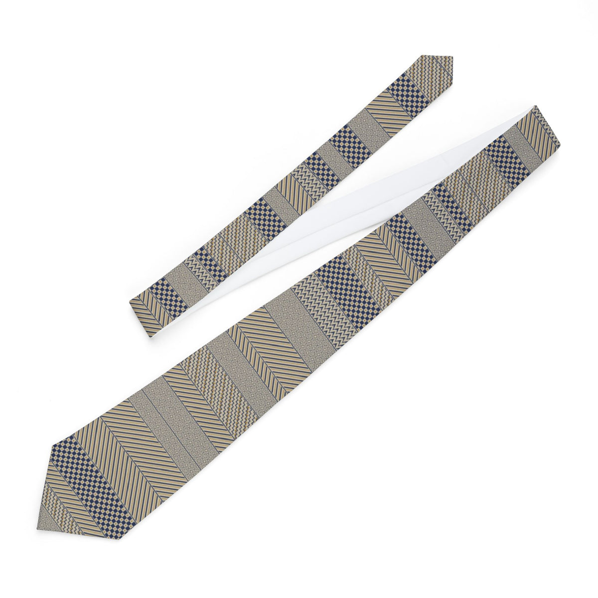 Seefeld Satin Edition - Sand & Navy Kuba Cloth Tie