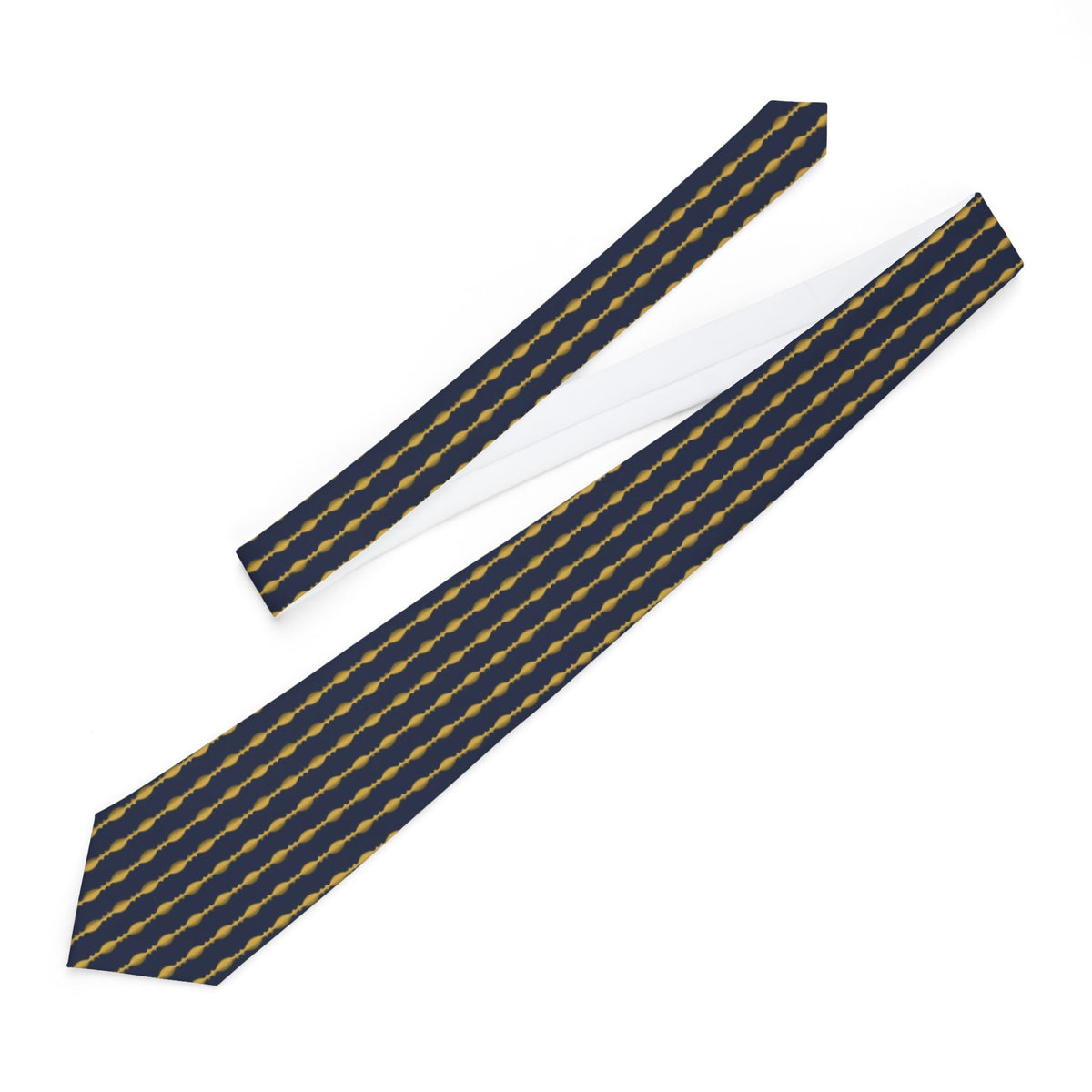 Ramsay Satin Edition - Navy & Gold Spindle Stripe Tie – view 2