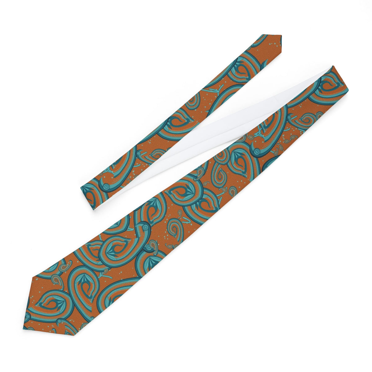 Colloredo Satin Edition - Tangerine & Teal Stippled Paisley Tie