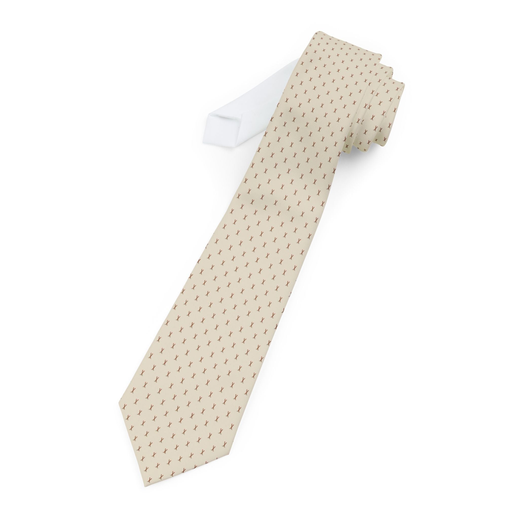 Grone Talisman Tie - Retro Cream Red Crossed Skis
